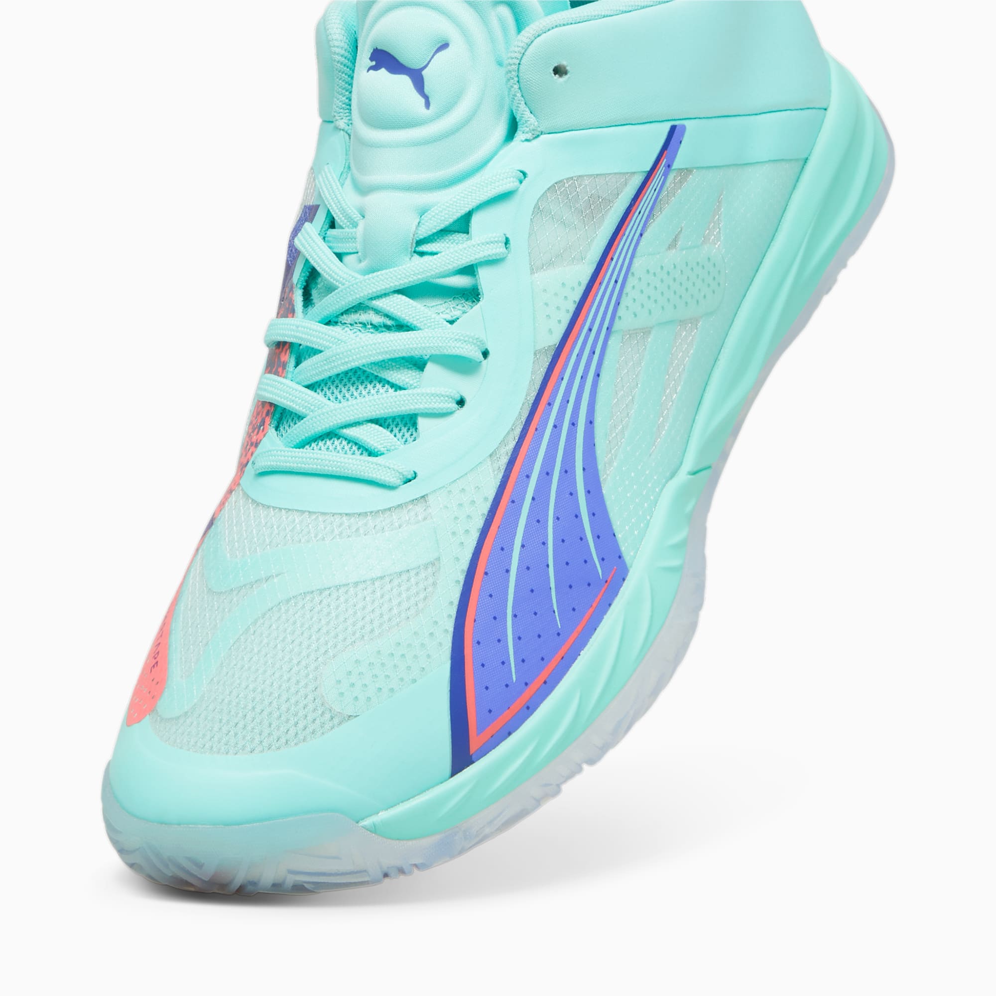 PUMA Accelerate NITRO™SQD FASTER. SAMEN. Zaalschoenen, Electric Peppermint-Dark Amethyst-Sunset Glow-Lapis Lazuli